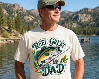 Camiseta de pesca "Reel Great Dad" / Camiseta de pesca de lubina para papá / Regalo del Día del Padre para papá / Camiseta de pescador Comfort Colors / Regalo de pescador para él