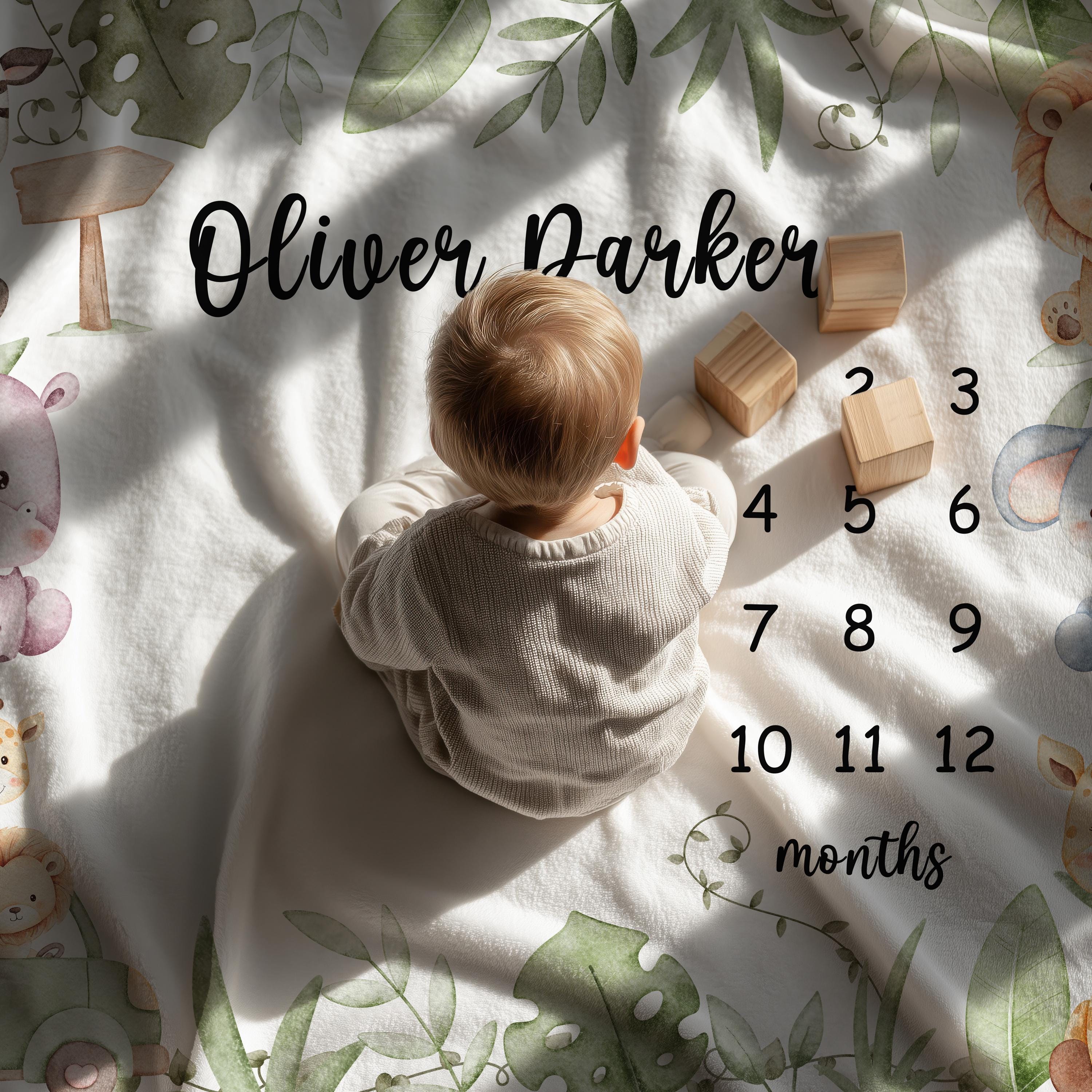 Custom Safari Baby Photo Blanket | Jungle Animals Personalized Newborn ...