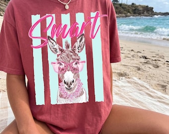 Smart Donkey Shirt Women Funny Teacher Gift | Sassy Donkey Comfort Colors Tee | Cute Donkey Glasses Graduation Back to School Shirt Gifts
