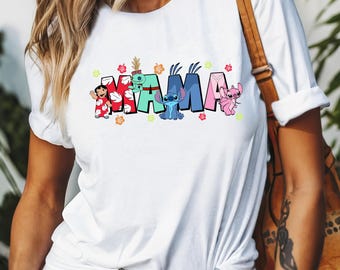 Custom Disney Mom T-shirt, Disney Characters Shirt, Mother's Day Gift, Stitch Shirt, Mickey and Minnie, Disney Winnie Tee, Disney Trip Tees