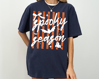Spooky Season Comfort Colors Shirt | Grunge Halloween Tee, Distressed Bats Fall Graphic