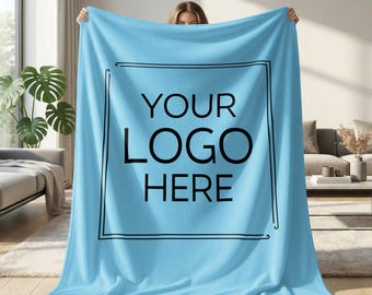 Manta con logotipo personalizado, regalo corporativo personalizado / manta de marca empresarial, forro polar con logotipo de equipo.