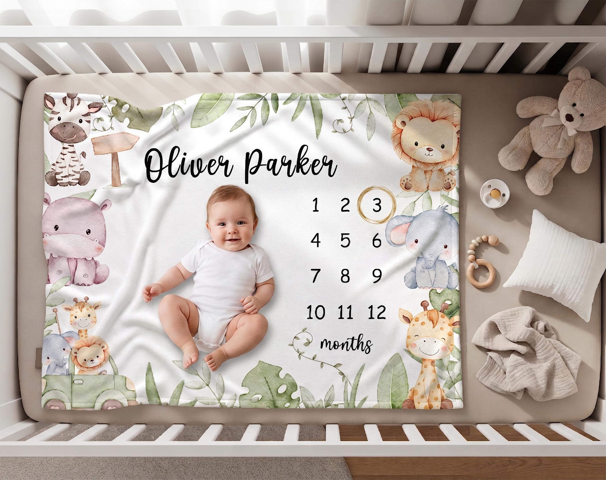 Custom Safari Baby Photo Blanket | Jungle Animals Personalized Newborn ...