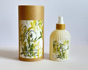 Aerosol natural para ambientes / Aerosol para ropa de cama / Ambientador / Aceites esenciales puros / Regalo orgánico / Limoncillo + Lima