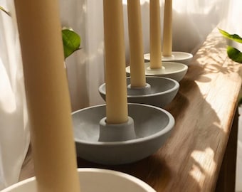Handmade Concrete Taper Candle Holder: Modern Minimalist Decor