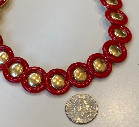 SALE Vintage Trifari Red Lucite and Gold Circles … - image 4