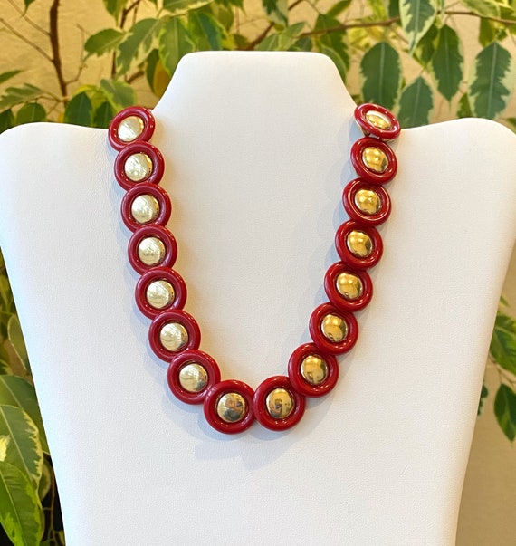 SALE Vintage Trifari Red Lucite and Gold Circles … - image 3