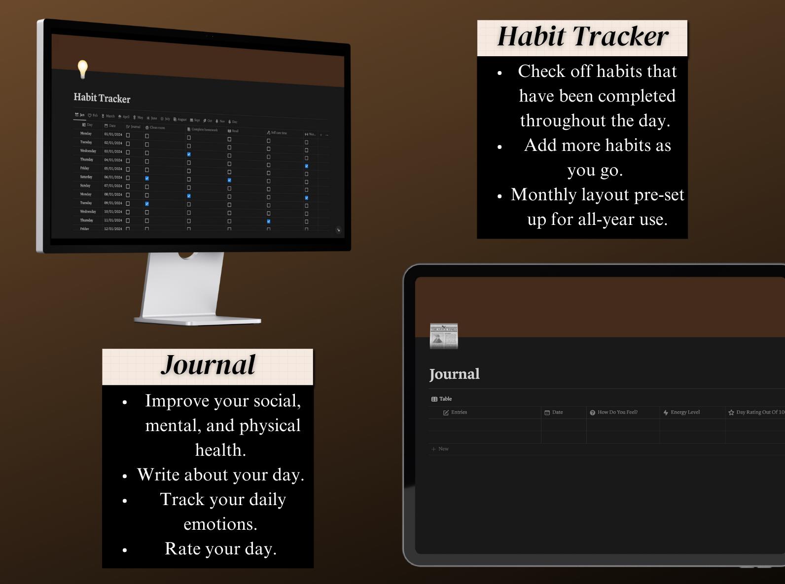 Dark Academia Notion Student Planner Template (digital Download) - Etsy
