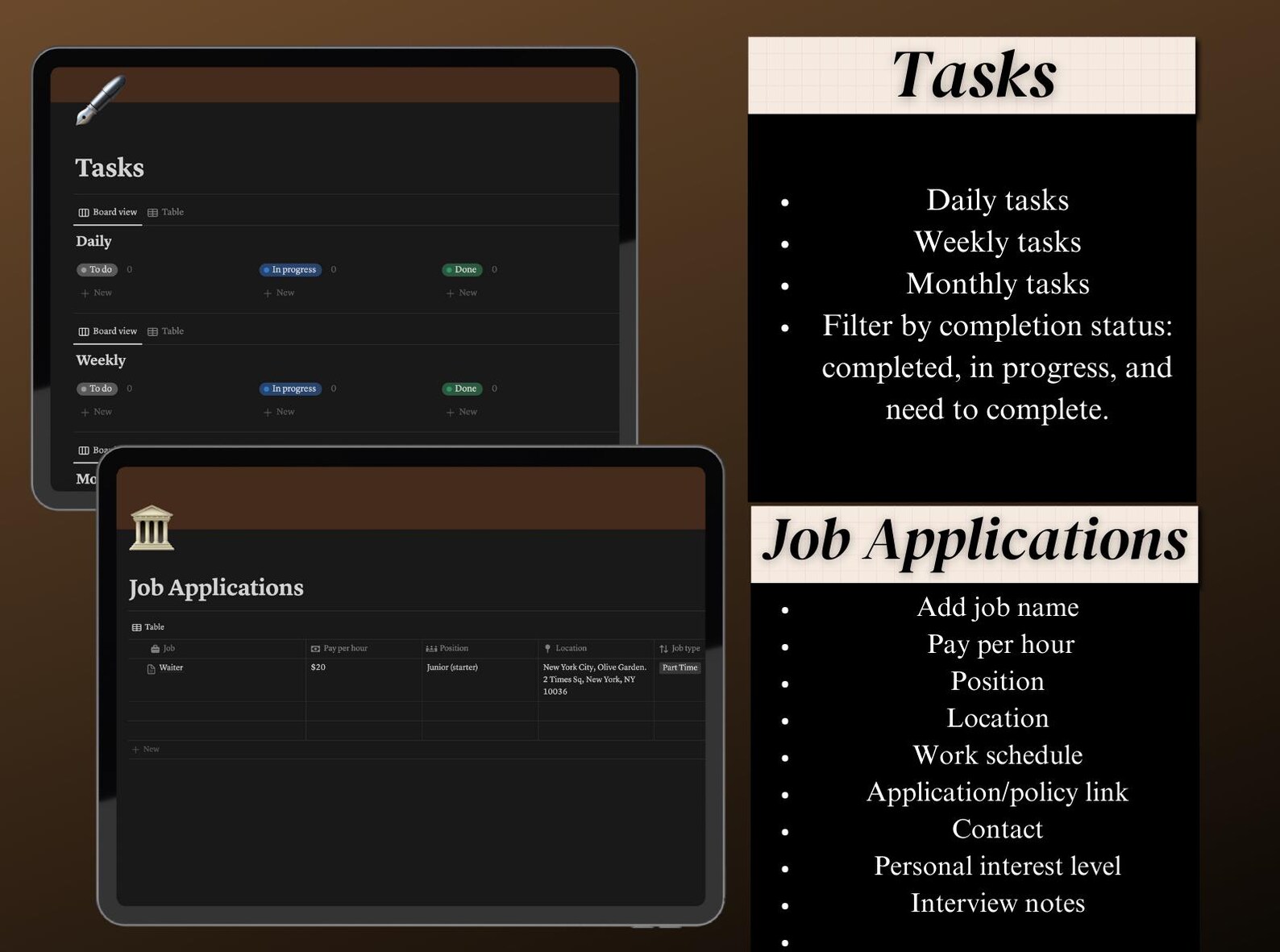 Dark Academia Notion Student Planner Template (digital Download) - Etsy