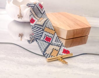 Geometrisch Glasperlen Armband, ethnischer Schmuck