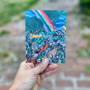 Cartões de felicitações feitos de papel reciclado - Gatos e arco-íris