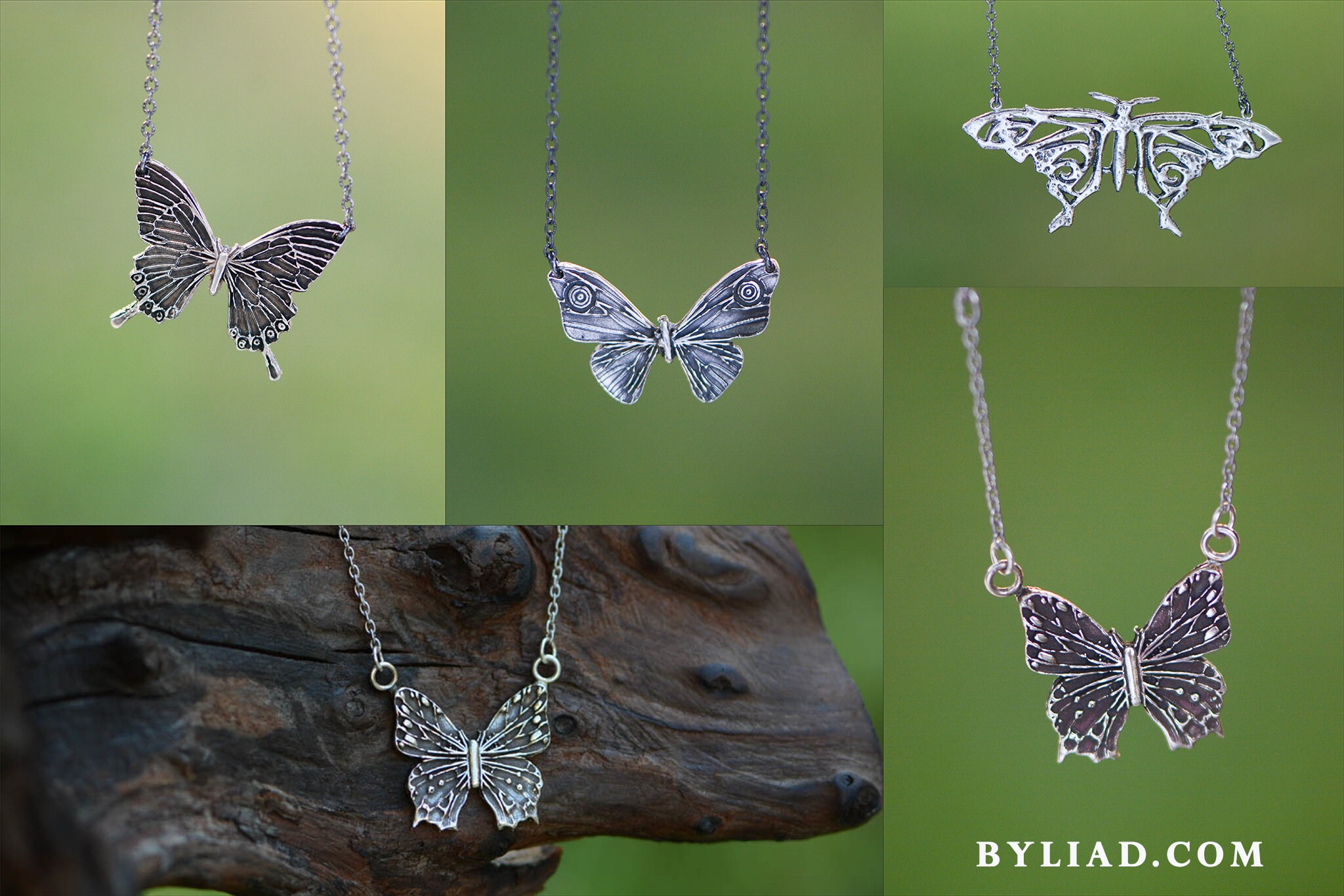 Vintage 925 Silver Minimalist Etched Butterfly Pendant