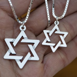 Geometric Jewish Star, Star Of David, Magen David Pendant in Sterling silver image 11