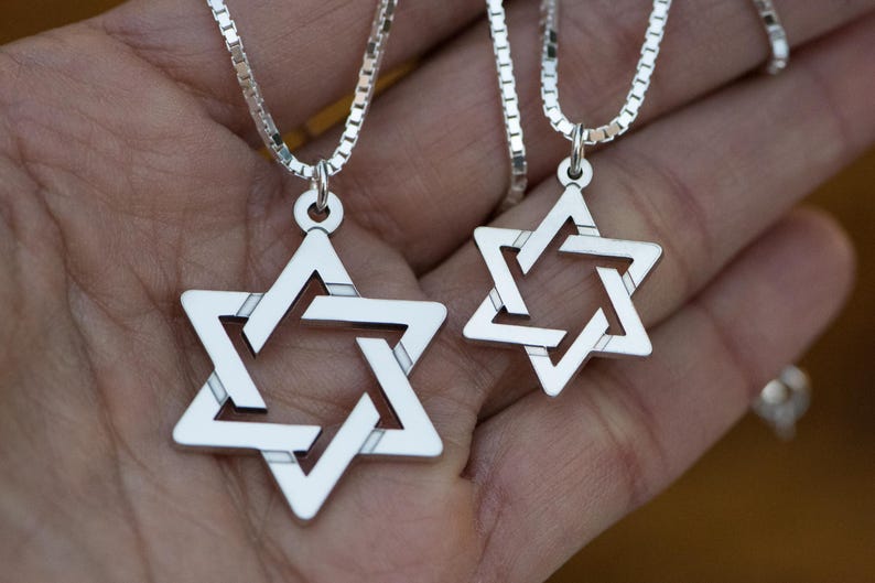 Geometric Jewish Star, Star Of David, Magen David Pendant in Sterling silver image 11