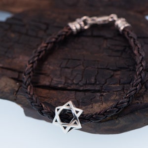 3D Star Of David , David's Shield, Jewish Star Leather Bracelet image 4