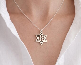 Geometric Star Of David, Magen David charm in Sterling silver.