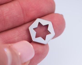 Minimalist Jewish Star, Star Of David, Magen David charm in fine pure silver or 24K gold dipped over silver .