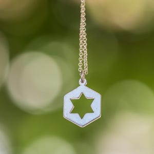 Minimalist Jewish Star, Star Of David, Magen David charm in fine pure silver or 24K gold dipped over silver . image 5