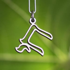 Peut inclure: Un collier pendentif argent&eacute; avec un motif floral stylis&eacute;. Le pendentif est suspendu &agrave; une cha&icirc;ne d&eacute;licate. Le fond est vert flou.