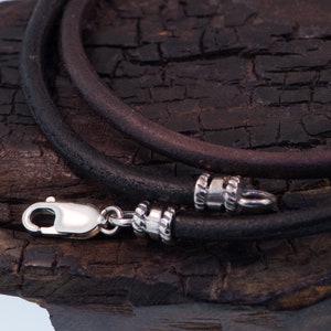 3MM Leather Cord Necklace Sterling Silver Findings image 3