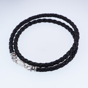 Braided Leather Cord Necklace Sterling Silver Findings image 6
