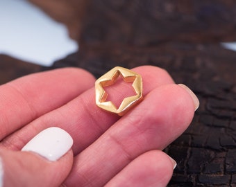 Minimalist Jewish Star, Star Of David, Magen David charm in fine pure silver or 24K gold dipped over silver .