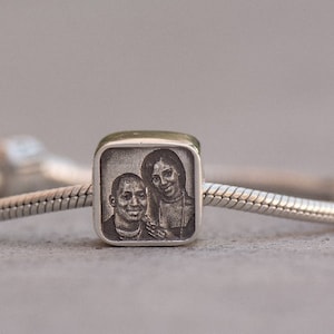 Engraved Photo Charm - Sterling Silver fits Pandora Bracelets.