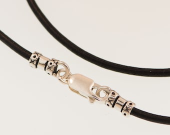 2mm Lederband Halskette mit Sterling Silber Zubehör
