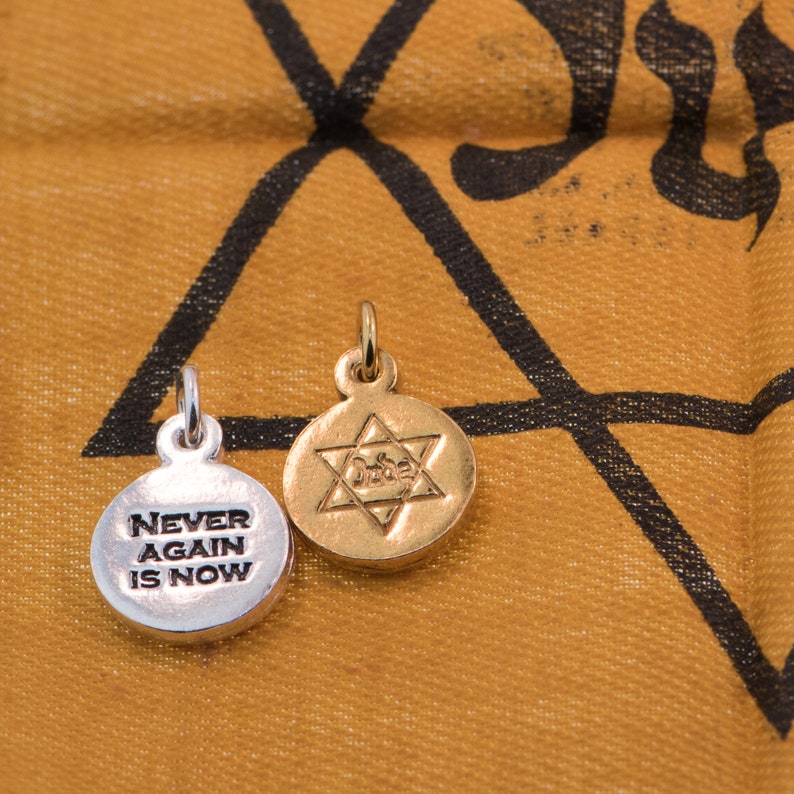 Never Again Is Now & Star Of David, Jewish Star Double Sided Charm image 2