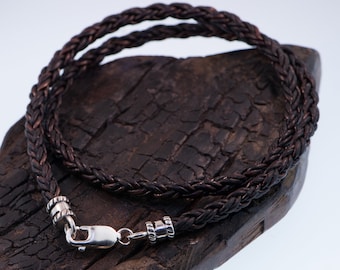 Braided Leather Cord Necklace Sterling Silver Findings