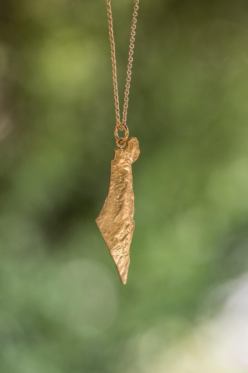 Topographic Map Of Israel Pendant in Fine Silver. Terrain Of Israel, Pro Israel. Stand with Israel. image 2