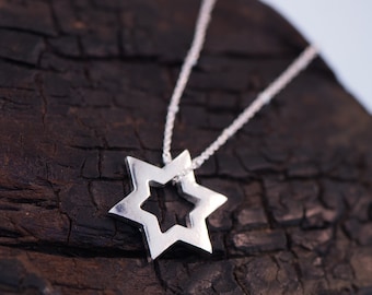 Hollow Jewish Star, Star Of David, Magen David charm in fine pure silver or 24K gold dipped over silver .