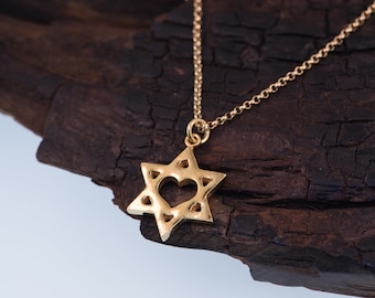 Heart Star Of David, Heart Magen David, Heart Jewish Star, Heart David's Shield Pendant