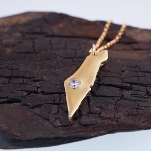 Sparkle ISRAEL Map, Umriss, Land Israel Halskette Silber oder Gold schmücken mit 4mm klaren CZ Stein