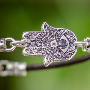 Hamsa Bracelet On Leather Cord