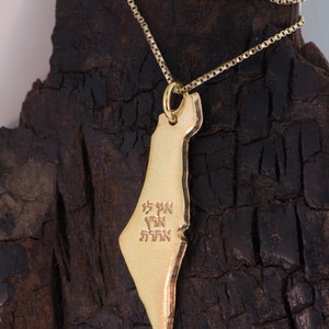 ISRAEL I Have No Other Homeland , I have no other country אין לי ארץ אחרת Silhouette Map of Israel Necklace Silver or Gold image 2