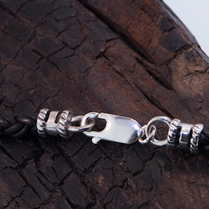 Braided Leather Cord Necklace Sterling Silver Findings image 3