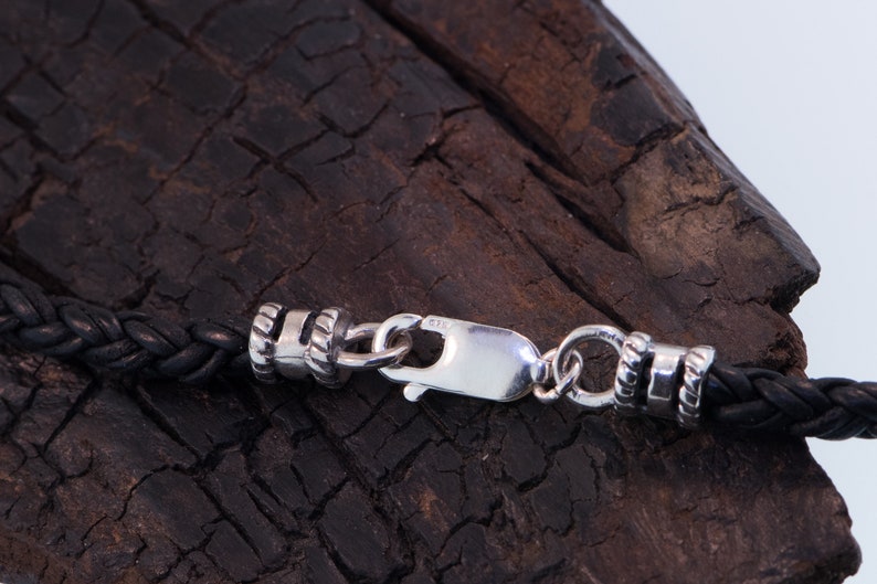 Braided Leather Cord Necklace Sterling Silver Findings image 3