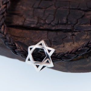 3D Star Of David , David's Shield, Jewish Star Leather Bracelet image 2