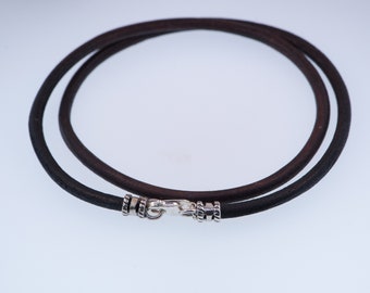 Collana Corda Pelle PU + Acciaio 3mm Nero 16"/18"/20"/22"/ 24 - Foto 4