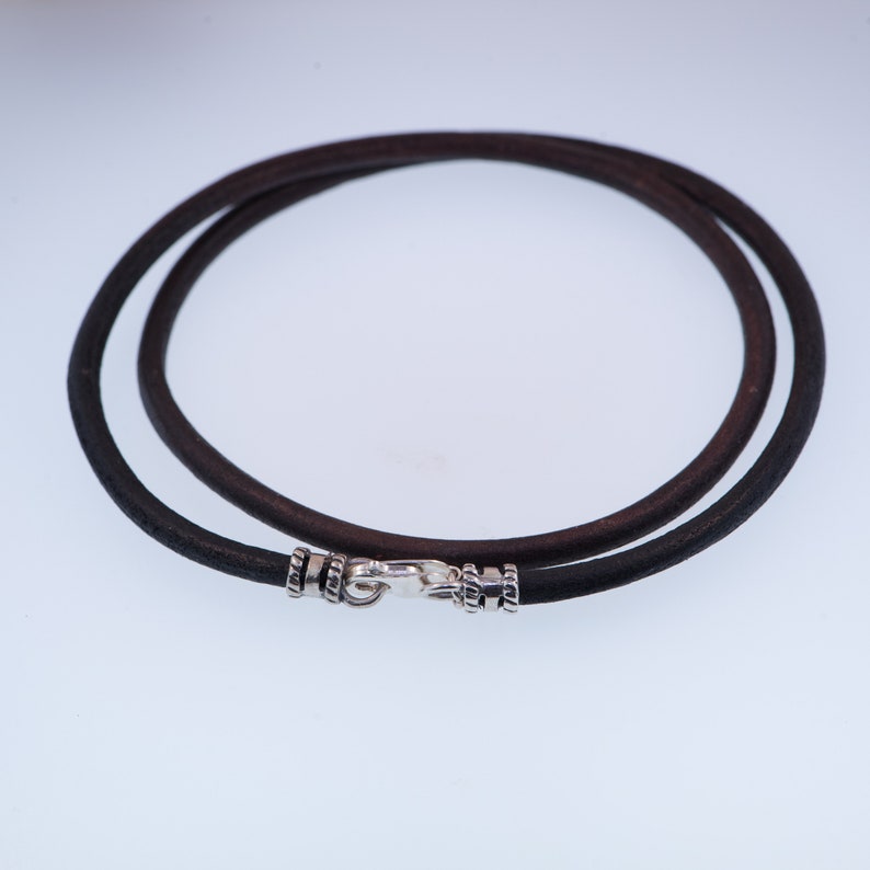 3MM Leather Cord Necklace Sterling Silver Findings image 2