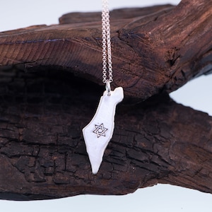 Star of David  Silhouette Map Necklace in  Silver .