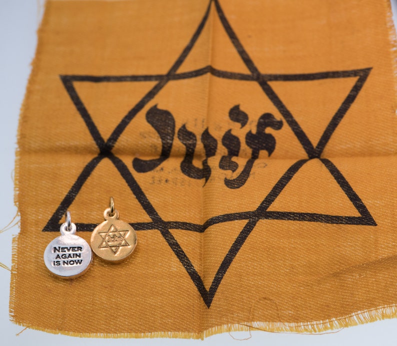 Never Again Is Now & Star Of David, Jewish Star Double Sided Charm image 8