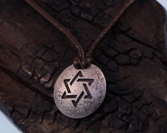 Domed Jewish Star,Domed  Star Of David, Magen David Pendant in Sterling  silver.