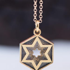 Breloque Étoile juive, étoile de David, Magen David 3D en argent sterling. image 9