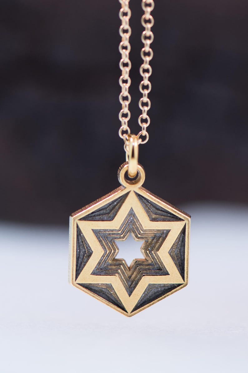Breloque Étoile juive, étoile de David, Magen David 3D en argent sterling. image 9