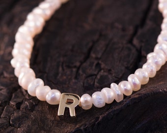 Initial Pearl Choker Necklace