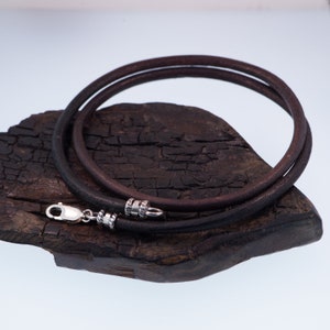 3MM Leather Cord Necklace Sterling Silver Findings image 1