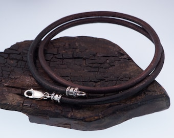 3MM Leather Cord Necklace Sterling Silver Findings