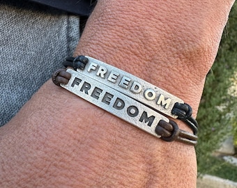 FREEDOM BRACELET  in Sterling silver, statement of strength, independence, first amendment, freedom of speech